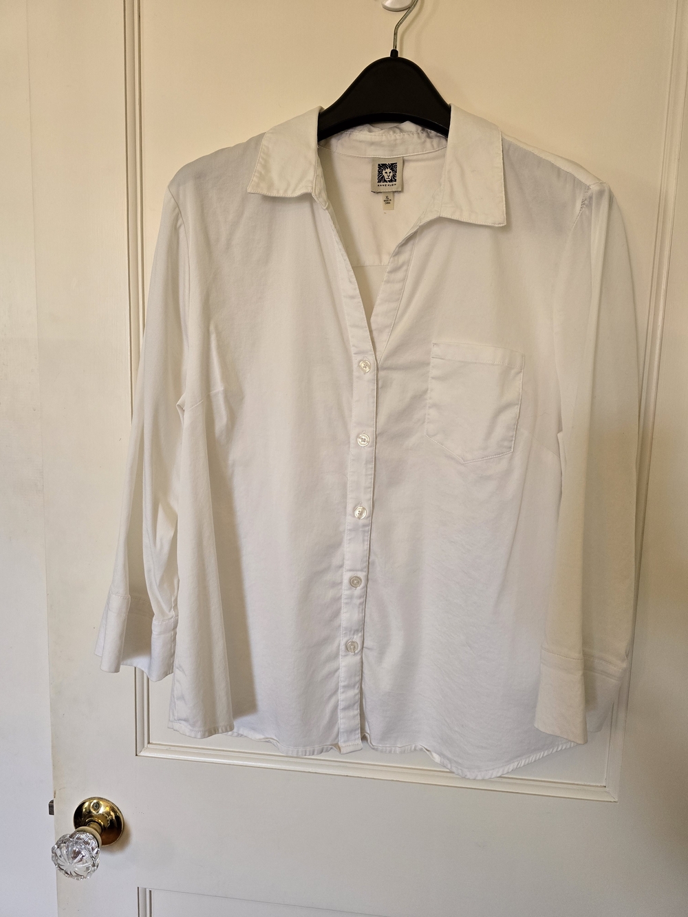 Anne Klein Classic Soft White Button-Front Dress Shirt XL